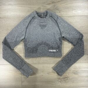 Gymshark‎  Womens XS Cropped Active Top Ombre Long Sleeve Thumbhole Seamless
